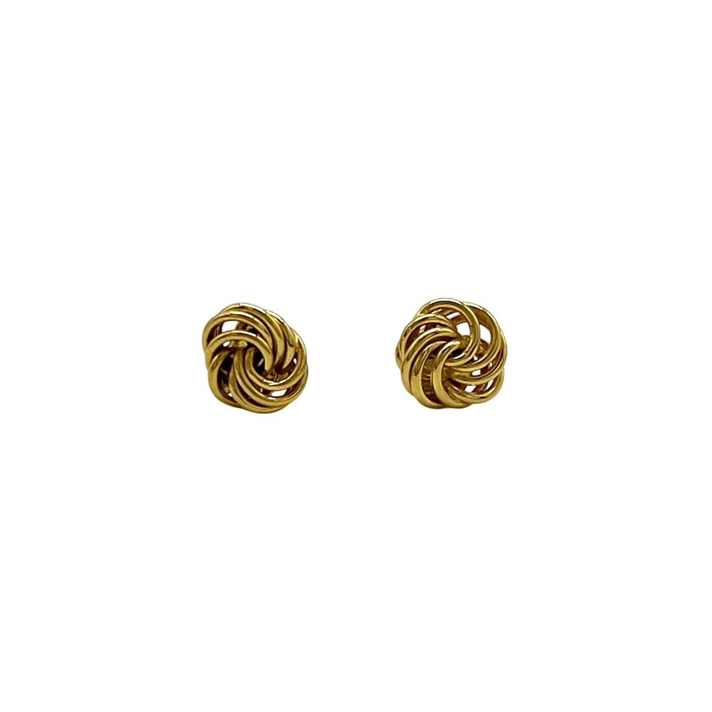 Gold Tone Knot Stud Earrings Woven Design Small‎ Minimalist